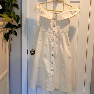 Women's white off the shoulder button-up dress